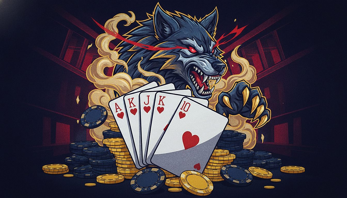 hand of poker cards fanned out with chips