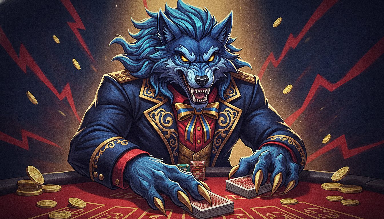 live dealer at a card table under studio lighting